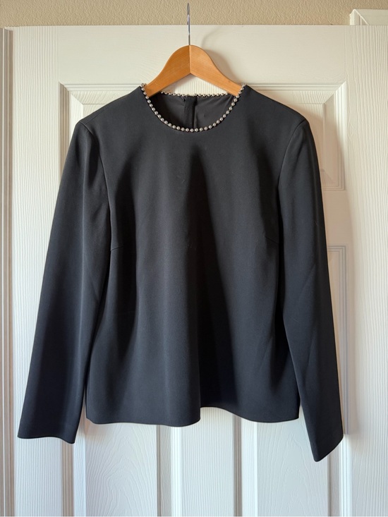 Alexander Wang Tops - Alexander Wang Ball-Chain Embellished Crepe Black Blouse